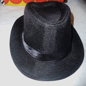 NWT Ashley Fox Black Fedora Style Hat One Size